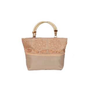 PrettyKraftsWomen’s Cotton Mini Handbag_Beige