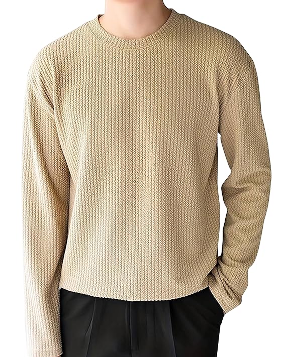 I ENTERPRISE Cotton Blend Regular Fit Round Neck Plain Solid Full Sleeve T-Shirt for Men-&-Boys