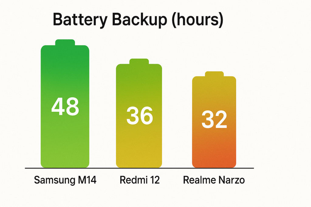 5G phone battery life comparison under ₹15,000
