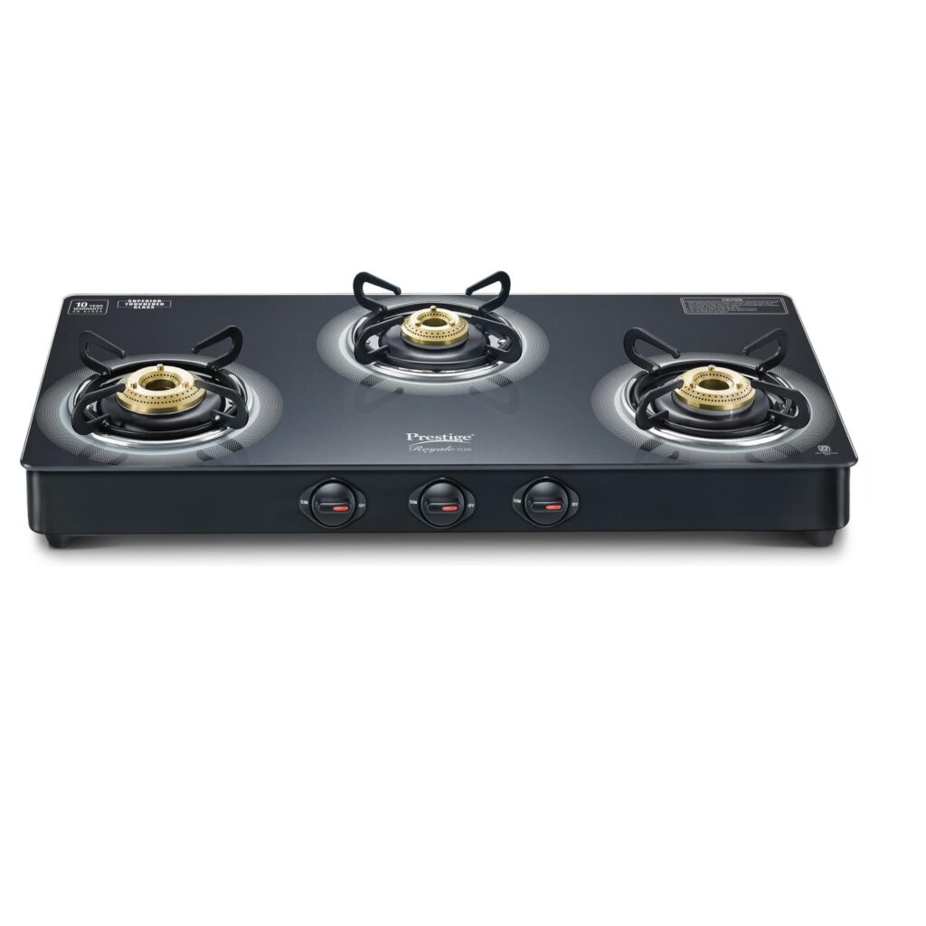 Prestige Royale Plus Schott Glass 3 Burner Gas Stove